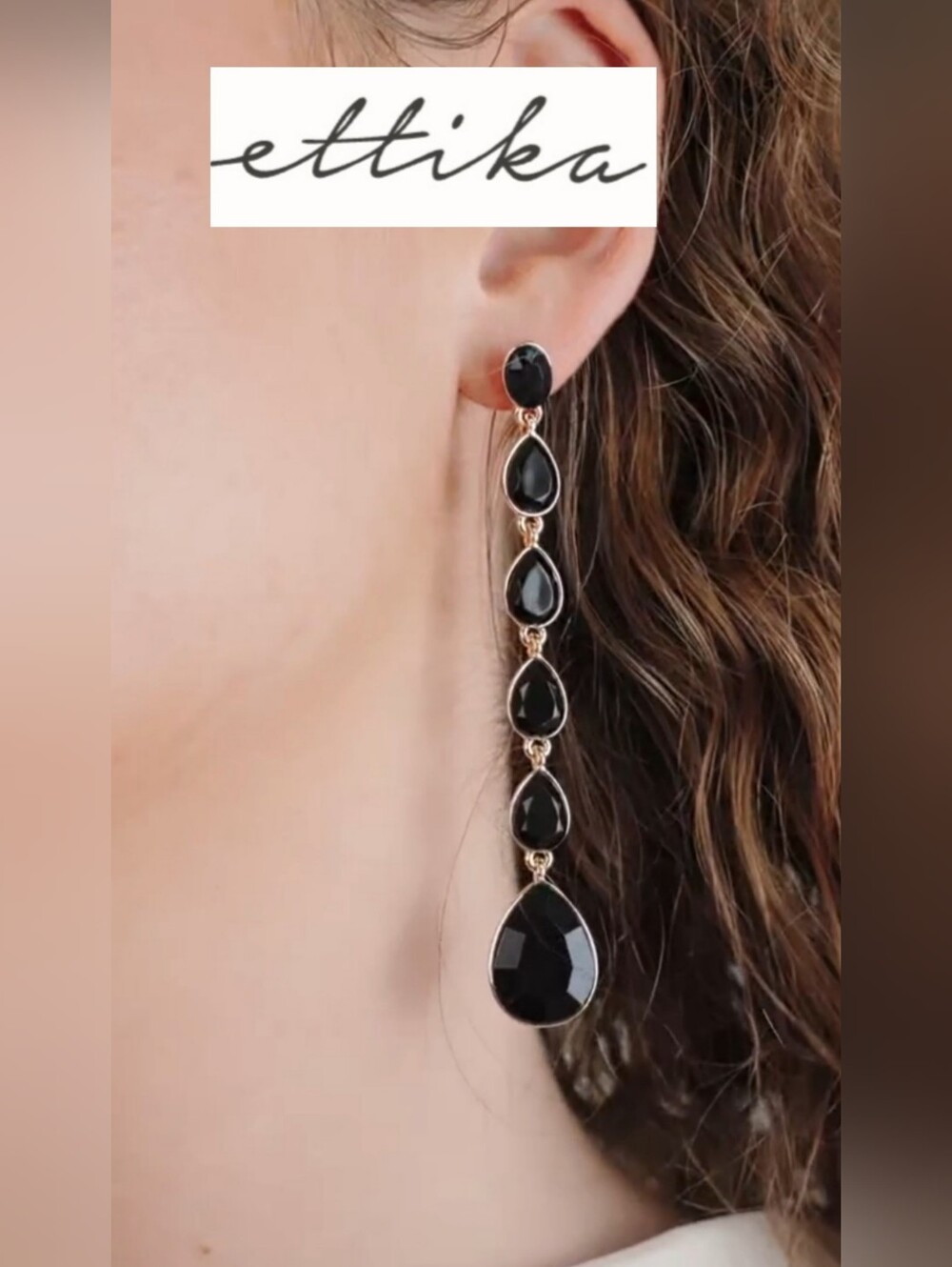 Ettika Crystallized Drop Earrings. Black Diamond. Deal!!